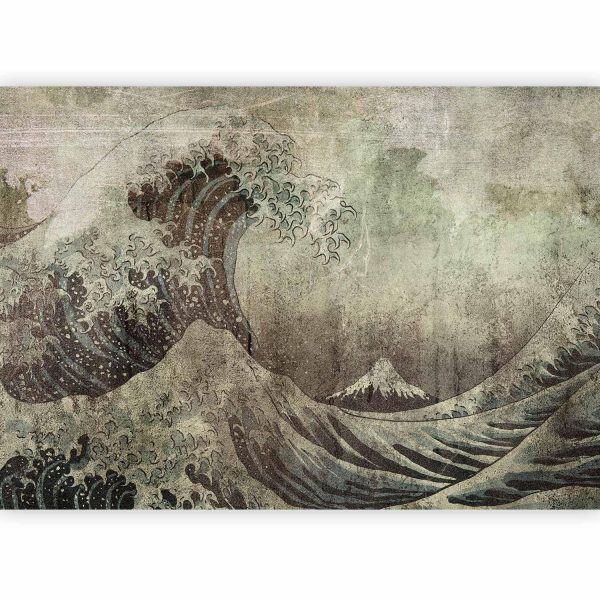 Wall Mural Wallpaper - Great wave in Kanagwa in retro style - landscape of rough sea - Image 4