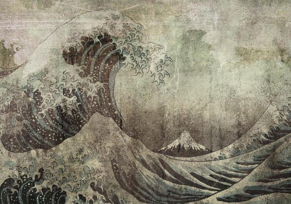 Wall Mural Wallpaper - Great wave in Kanagwa in retro style - landscape of rough sea - Image 6