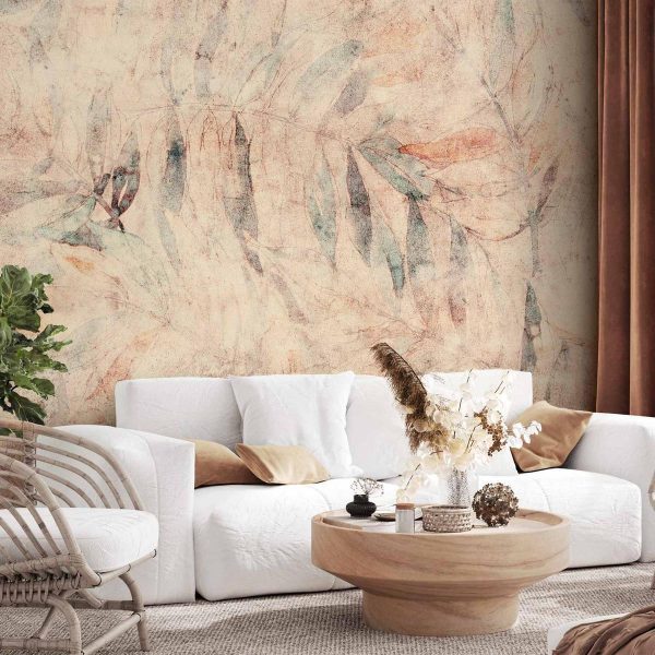 Wall Mural - Greek laurels - composition with leaves in patterns on a background in yellow tones