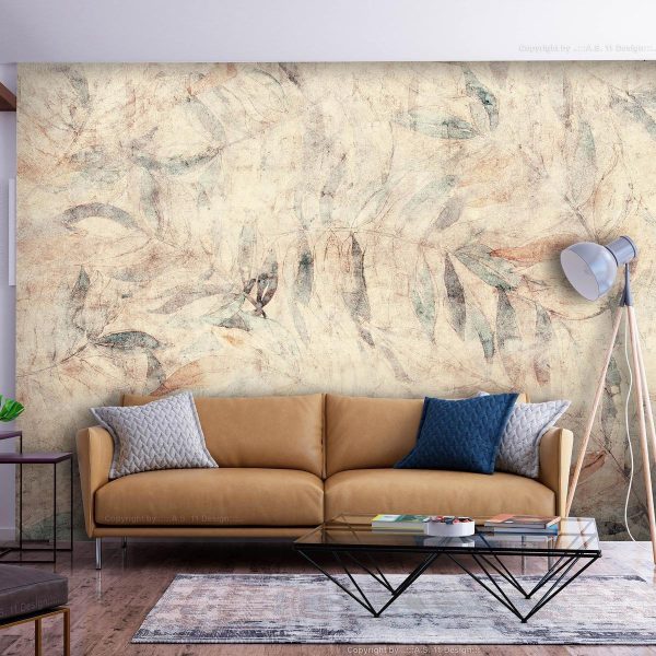 Wall Mural - Greek laurels - composition with leaves in patterns on a background in yellow tones