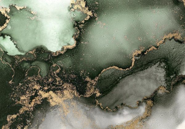 Wall Mural - Green Watercolour - Abstraction Inspired by Marble Structure