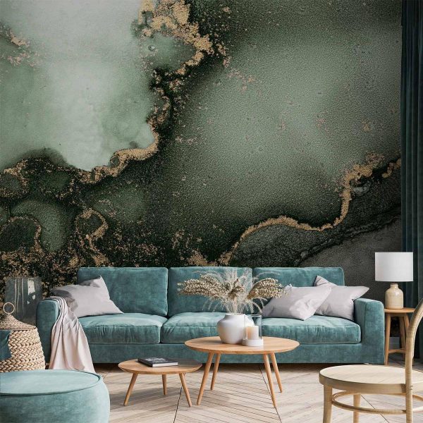 Wall Mural - Green Watercolour - Abstraction Inspired by Marble Structure