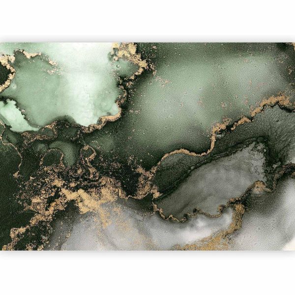 Wall Mural - Green Watercolour - Abstraction Inspired by Marble Structure