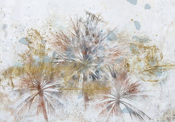 Wall Mural - Grey palms - plant motif in an abstract composition with patterns