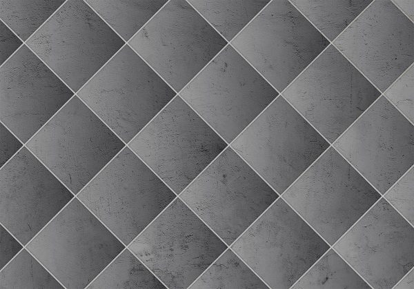 Wall Mural - Grey symmetry - geometric concrete pattern with white joints