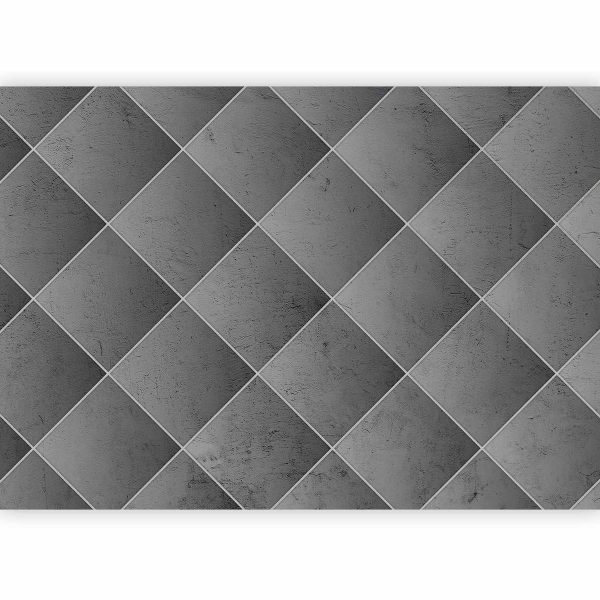 Wall Mural - Grey symmetry - geometric concrete pattern with white joints