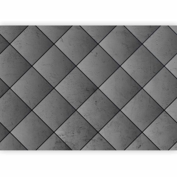 Wall Mural Wallpaper - Grey symmetry - geometric pattern in concrete pattern with black joints - Image 4