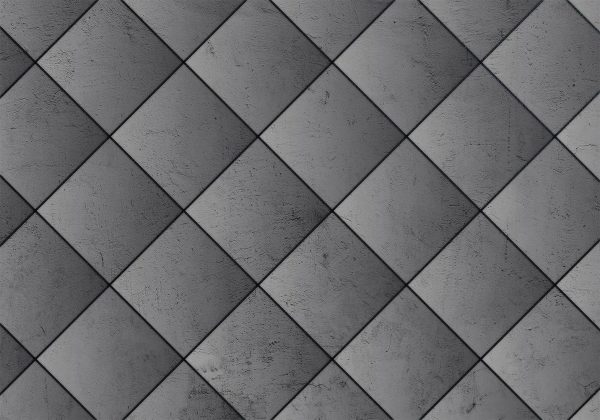 Wall Mural Wallpaper - Grey symmetry - geometric pattern in concrete pattern with black joints - Image 6