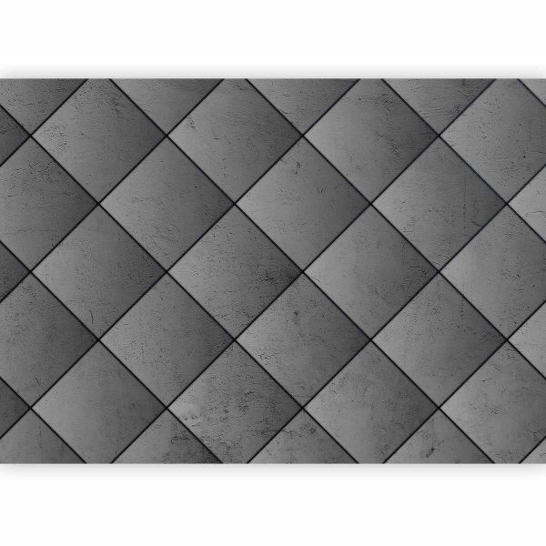 Wall Mural - Grey symmetry - geometric pattern in concrete pattern with black joints