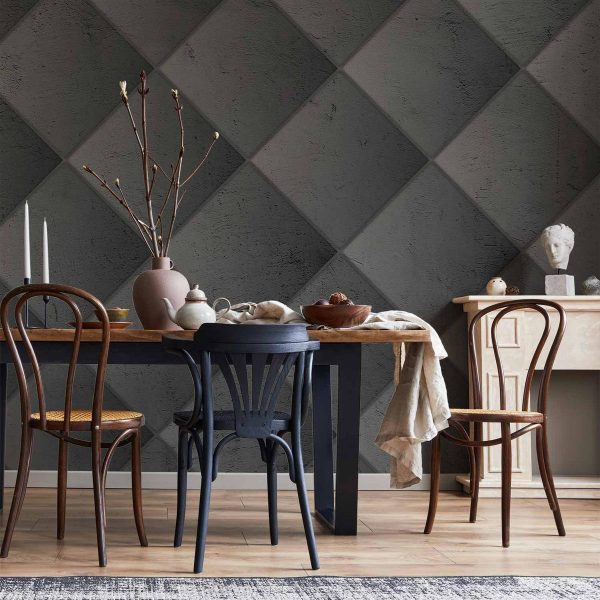 Wall Mural - Grey symmetry - geometric pattern in concrete pattern with light joints
