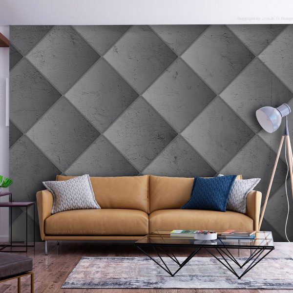 Wall Mural - Grey symmetry - geometric pattern in concrete pattern with light joints