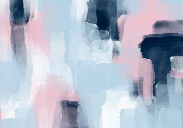Wall Mural - Harmonious colours - abstract with blue and pink shapes