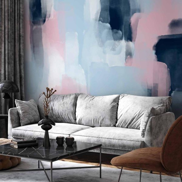 Wall Mural - Harmonious colours - abstract with blue and pink shapes
