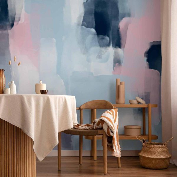 Wall Mural - Harmonious colours - abstract with blue and pink shapes