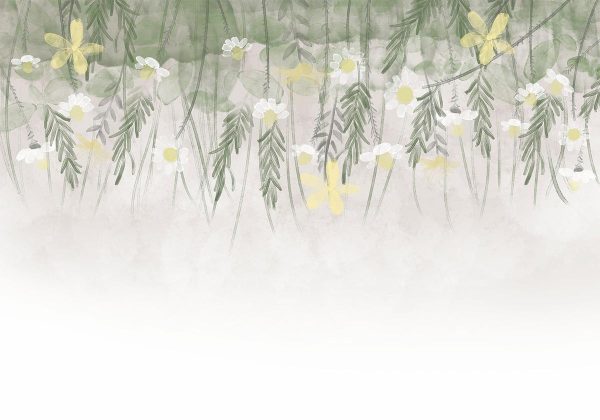 Wall Mural - Home herbarium - subtle floral motif with flowers in watercolour style