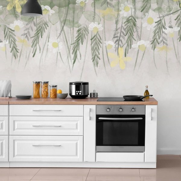 Wall Mural - Home herbarium - subtle floral motif with flowers in watercolour style