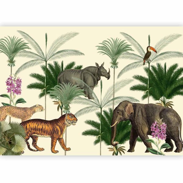 Wall Mural Wallpaper - Jungle Land With Animals in the Style of Old Engravings - Image 4