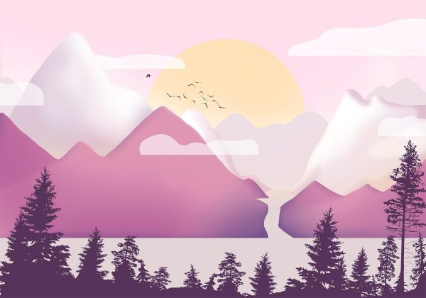 Wall Mural Wallpaper - Landscape at Sunset - Third Variant - Image 5