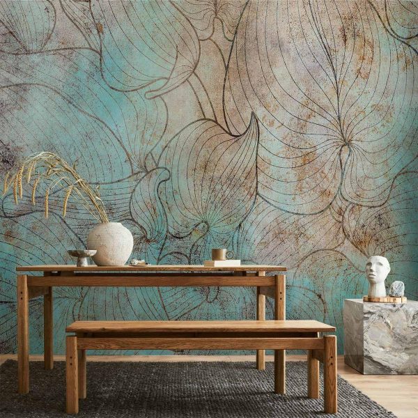 Wall Mural - Leaves in Blue