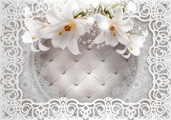 Wall Mural - Lilies and Quilted Background