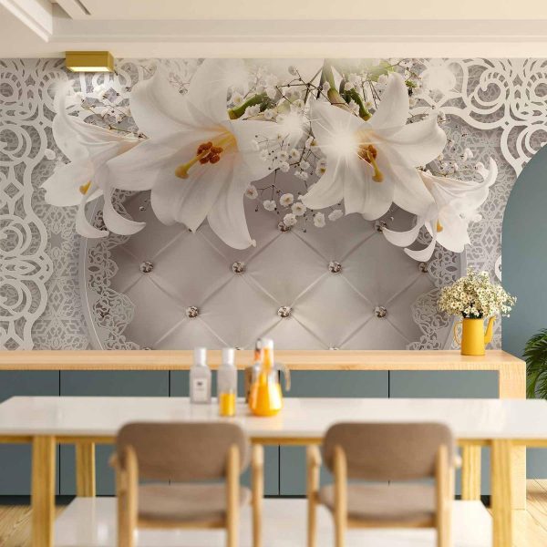 Wall Mural - Lilies and Quilted Background