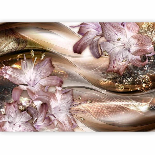 Wall Mural - Lilies on the Wave (Brown)