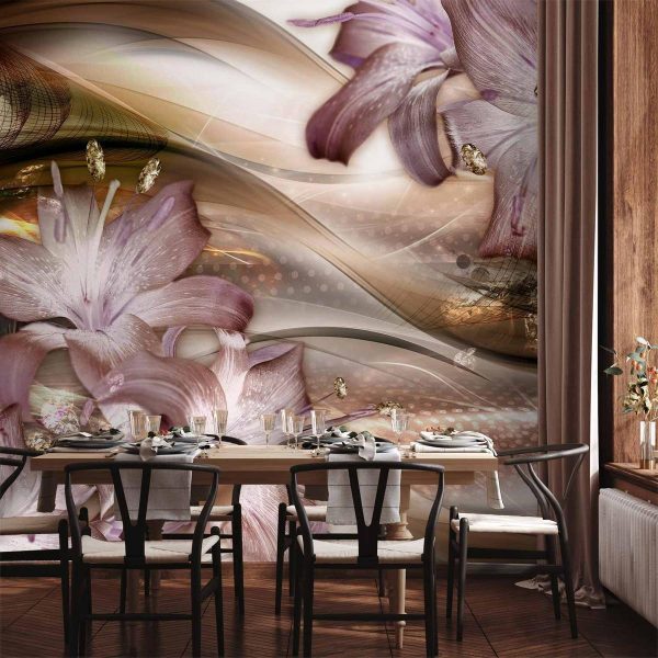 Wall Mural - Lilies on the Wave (Brown)
