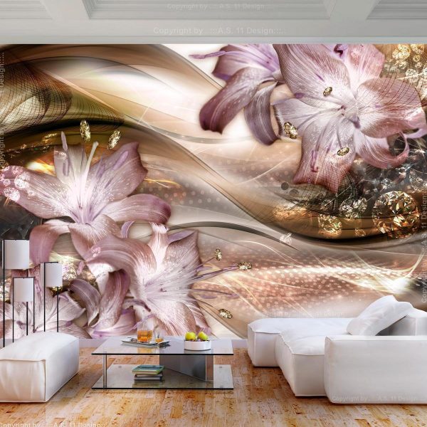 Wall Mural - Lilies on the Wave (Brown)