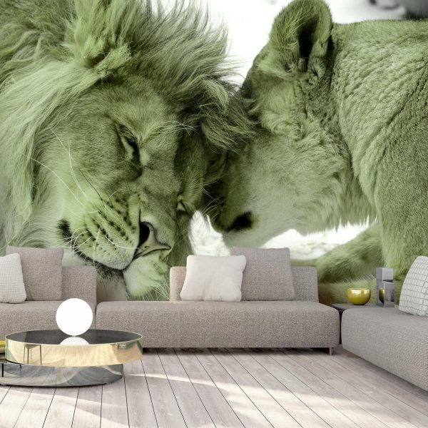 Wall Mural - Lion Tenderness (Green)