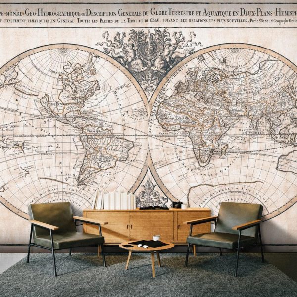 Wall Mural Wallpaper - Mappe-Monde Geo-Hydrographique - Image 3