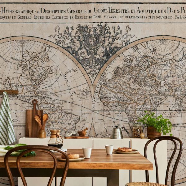 Wall Mural Wallpaper - Mappe-Monde Geo-Hydrographique