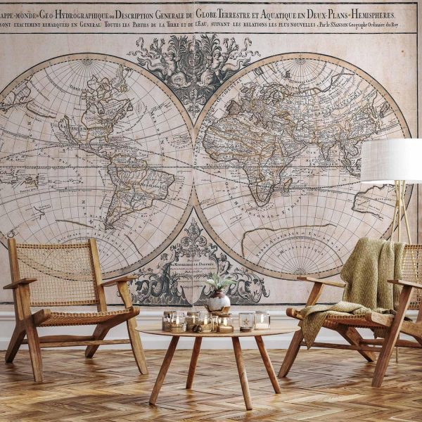 Wall Mural Wallpaper - Mappe-Monde Geo-Hydrographique - Image 2