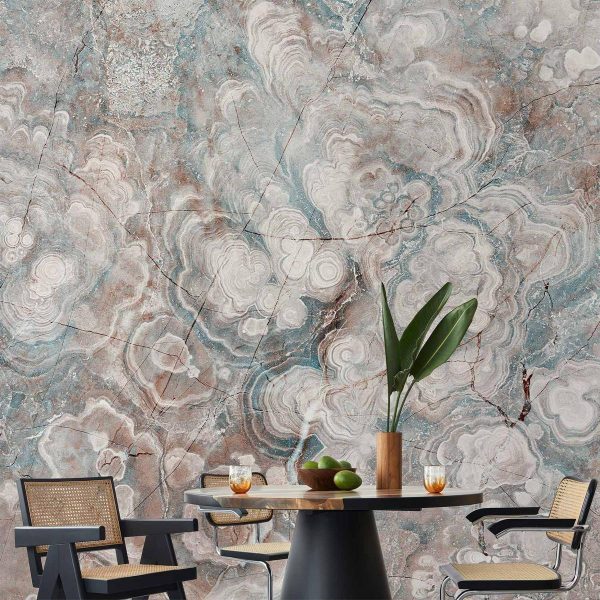 Wall Mural - Marble Flowers - Natural Stone Structures in Pastel Colours