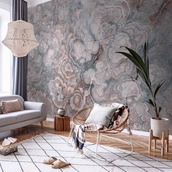 Wall Mural - Marble Flowers - Natural Stone Structures in Pastel Colours
