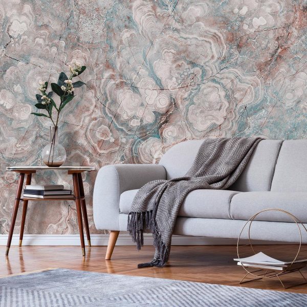 Wall Mural - Marble Flowers - Natural Stone Structures in Pastel Colours