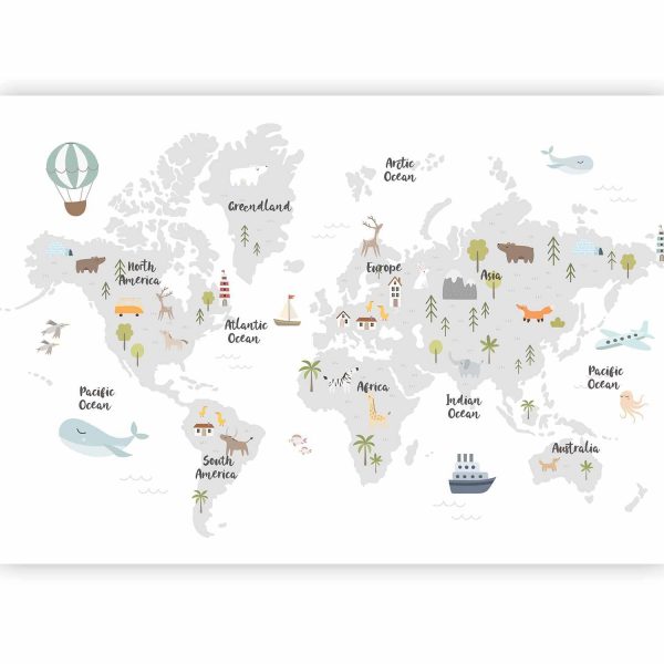 Wall Mural Wallpaper - Minimalist Map for Children's Room - Image 5