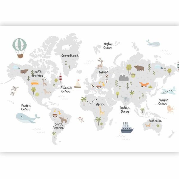 Wall Mural Wallpaper - Minimalist Map for Children's Room - Image 4