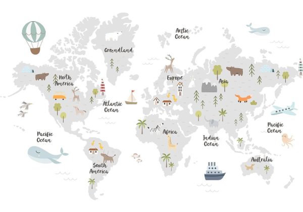 Wall Mural Wallpaper - Minimalist Map for Children's Room - Image 6
