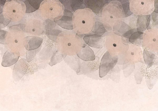 Wall Mural - Minimalist meadow - patterns on a delicate beige textured background