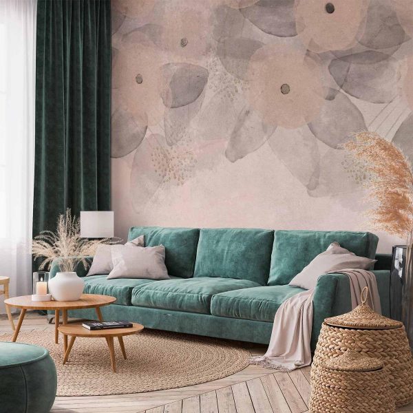 Wall Mural - Minimalist meadow - patterns on a delicate beige textured background