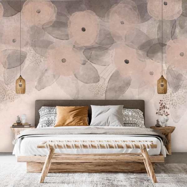 Wall Mural - Minimalist meadow - patterns on a delicate beige textured background