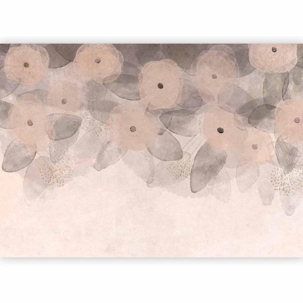 Wall Mural - Minimalist meadow - patterns on a delicate beige textured background