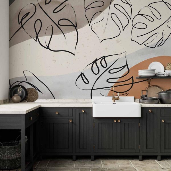 Wall Mural - Minimalistic Monstera Leaves