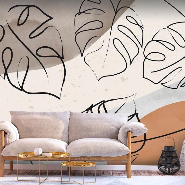Wall Mural - Minimalistic Monstera Leaves