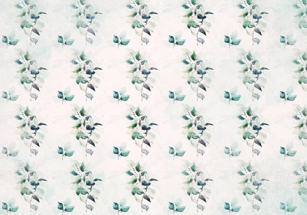 Wall Mural - Mint green nature - solid floral pattern with green leaves