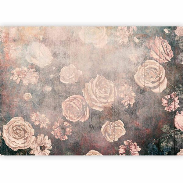 Wall Mural - Misty nature - orange flowers on a non-uniformly textured background