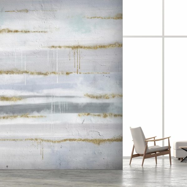 Wall Mural Wallpaper - Modernist background - abstract stripes pattern with gold patterns - Image 3