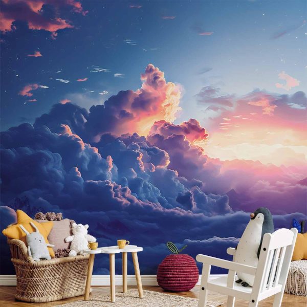 Wall Mural - Night Concert in the Mountains: Clouds Illuminated by the Last Rays of the Sun - Image 2
