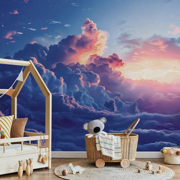 Wall Mural - Night Concert in the Mountains: Clouds Illuminated by the Last Rays of the Sun