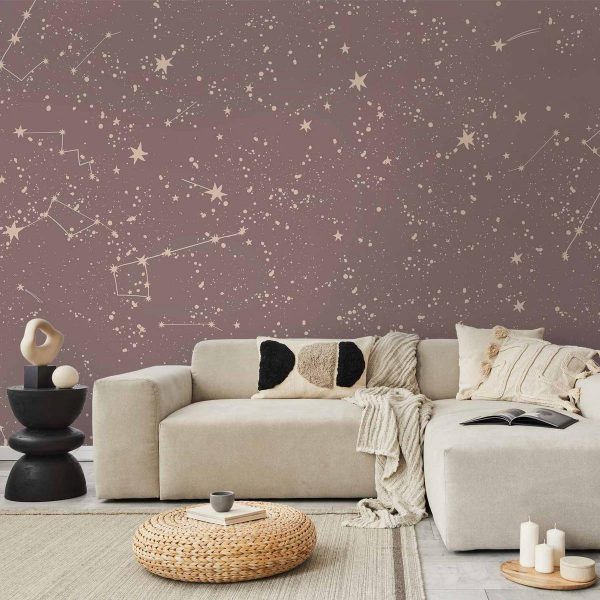 Wall Mural - Night Sky - Artistic Constellations and Stars in Pastel Shades